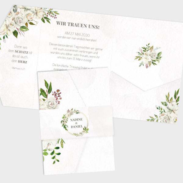 Pocketfold Einladung "Antique White" B6